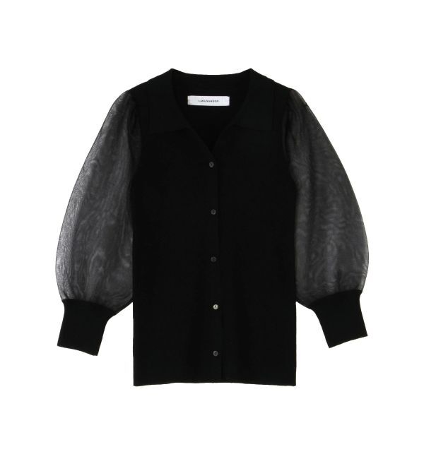 LAGUNAMOON「シャツカラーシアースリーブニットプルオーバー」|ニット・セーター|
