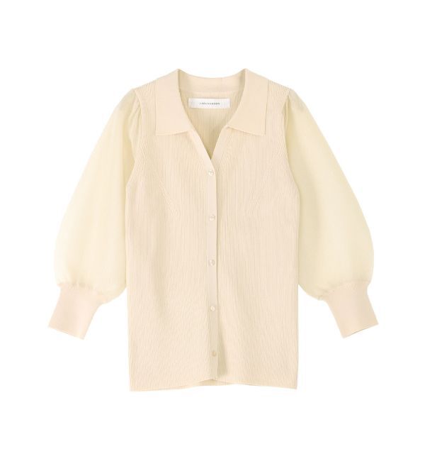 LAGUNAMOON「シャツカラーシアースリーブニットプルオーバー」|ニット・セーター|