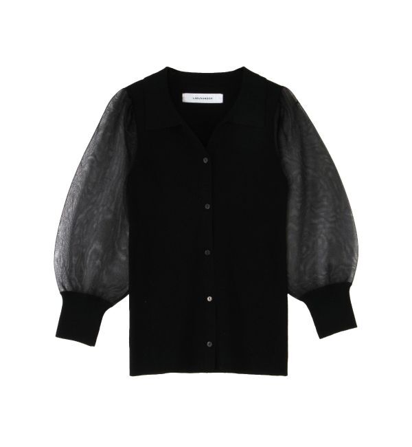 LAGUNAMOON「シャツカラーシアースリーブニットプルオーバー」|ニット・セーター|