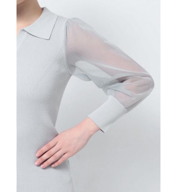 LAGUNAMOON「シャツカラーシアースリーブニットプルオーバー」|ニット・セーター|