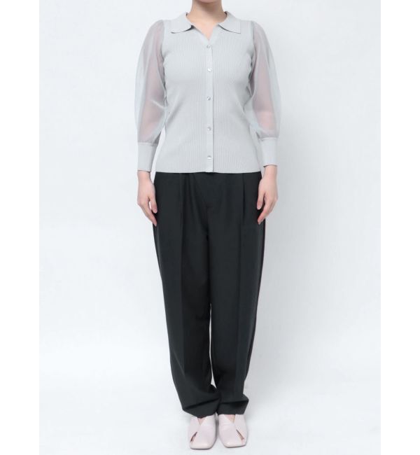 LAGUNAMOON「シャツカラーシアースリーブニットプルオーバー」|ニット・セーター|