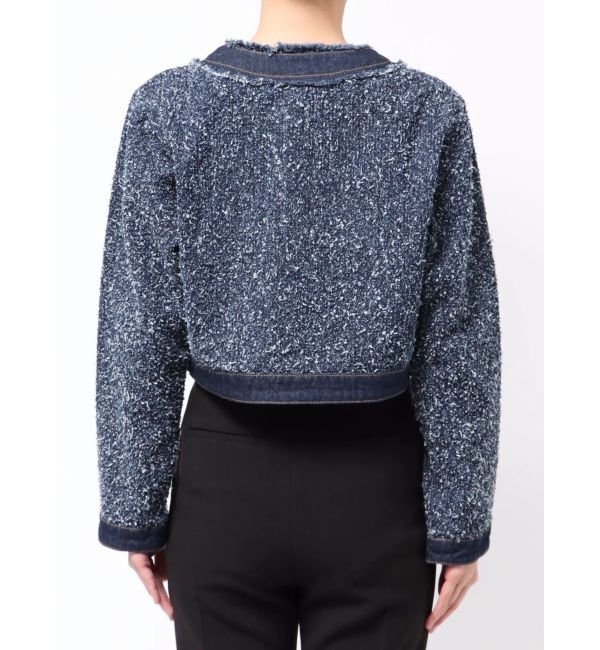 LAGUNAMOON「ツイードライクノーカラーデニムジャケット」|デニムジャケット|