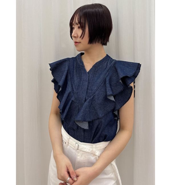 LAGUNAMOON「【Leeコラボ】Vネックフリルタックブラウス」|シャツ・ブラウス|