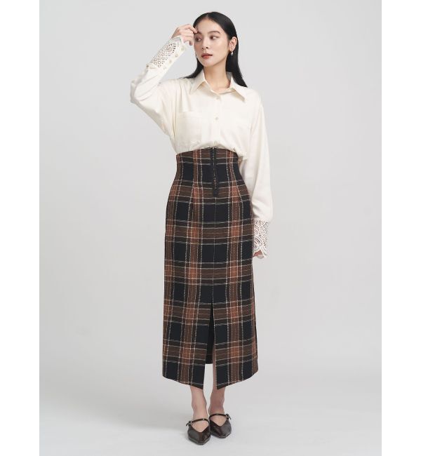 LAGUNAMOON「ロービングチェックナロースカート」|スカート|