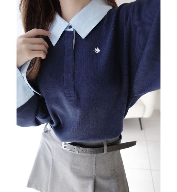 LAGUNAMOON「【POLO BCSコラボ】シャツカラーカフスニットプルオーバー」|ニット・セーター|