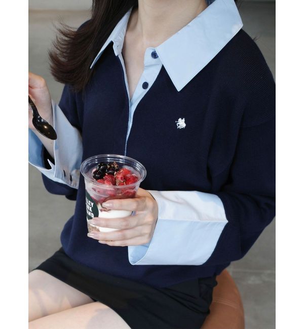 LAGUNAMOON「【POLO BCSコラボ】シャツカラーカフスニットプルオーバー」|ニット・セーター|