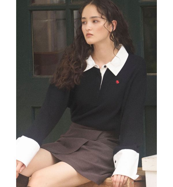 LAGUNAMOON「【POLO BCSコラボ】シャツカラーカフスニットプルオーバー」|ニット・セーター|ブラック