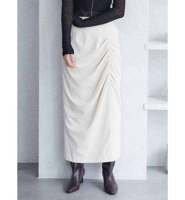 LAGUNAMOON「ドレープIラインスカート」|スカート|ベージュ