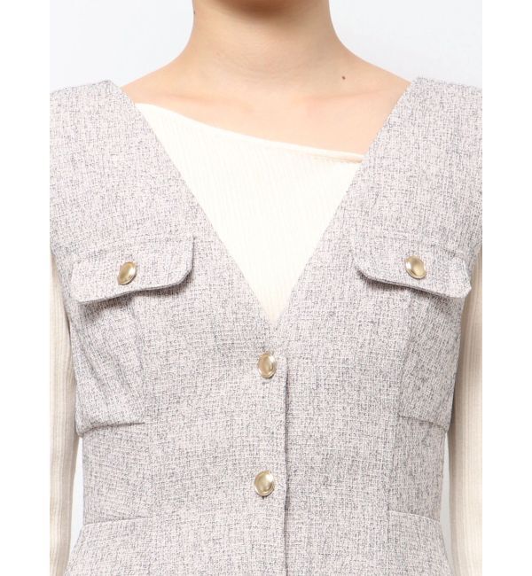 LAGUNAMOON「フラップボタンツィードジャンパースカート」|ジャンパースカート|