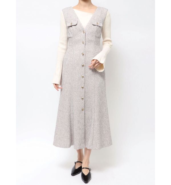 LAGUNAMOON「フラップボタンツィードジャンパースカート」|ジャンパースカート|