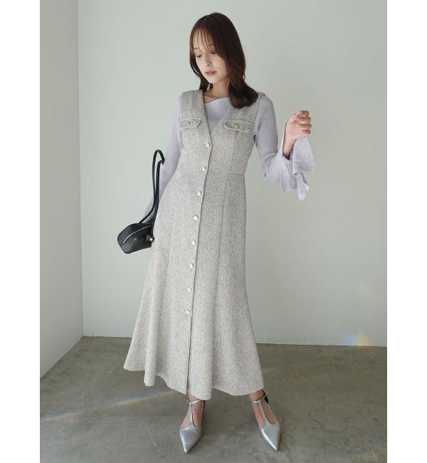 LAGUNAMOON「フラップボタンツィードジャンパースカート」|ジャンパースカート|