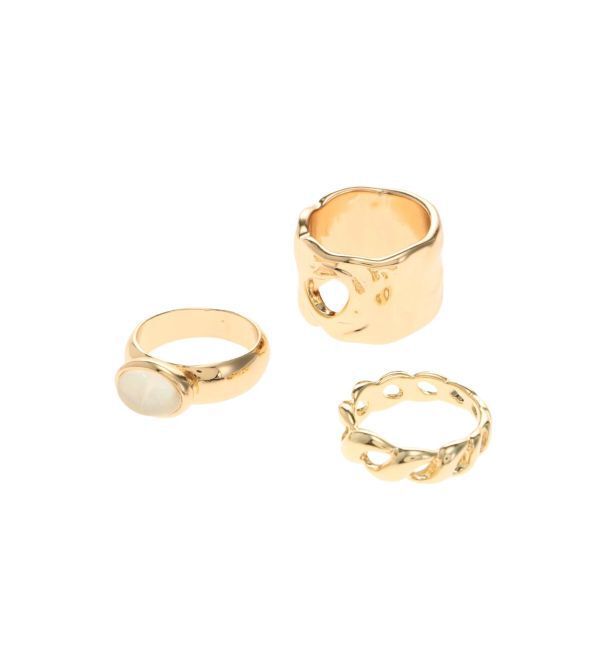 EVRIS「METAL STONE 3PCSリング」|リング|ゴールド