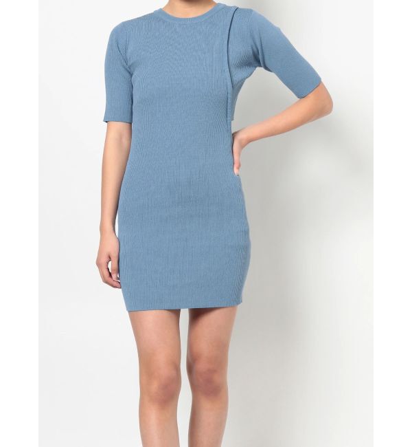 EVRIS「サイドオープンニットワンピース」|ワンピース|ブルー