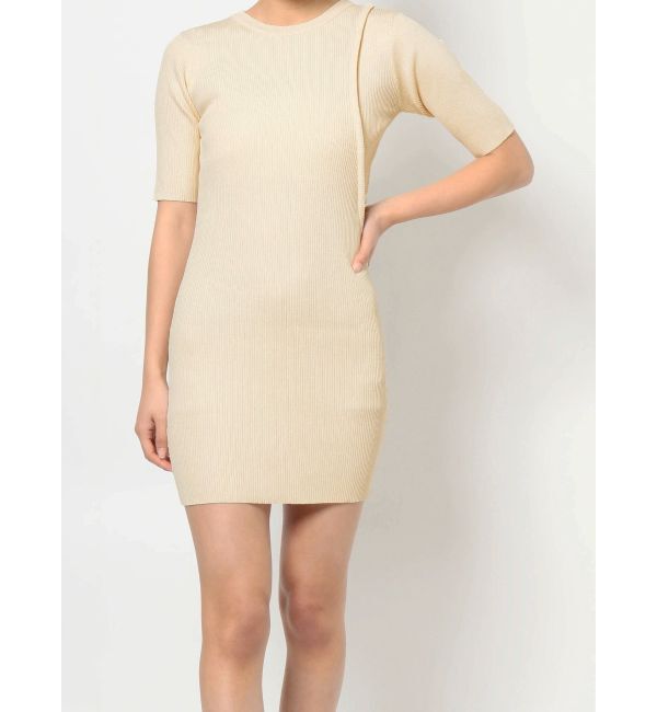 EVRIS「サイドオープンニットワンピース」|ワンピース|ベージュ