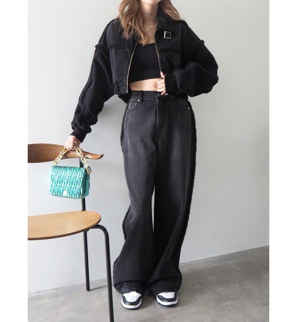 EVRIS「ボアステッチワイドデニムパンツ【セットアップ着用可能】」|デニム|