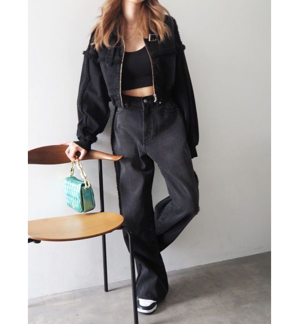 EVRIS「ボアステッチワイドデニムパンツ【セットアップ着用可能】」|デニム|