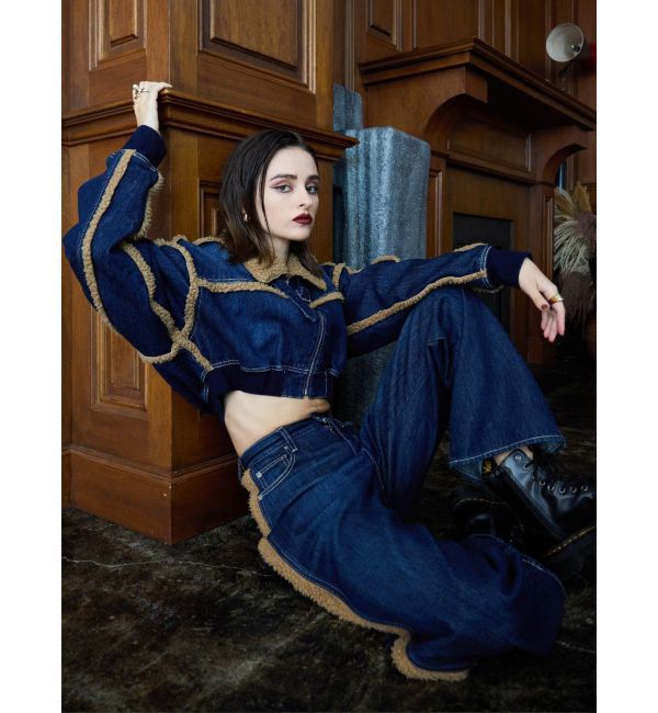 EVRIS「ボアステッチワイドデニムパンツ【セットアップ着用可能】」|デニム|