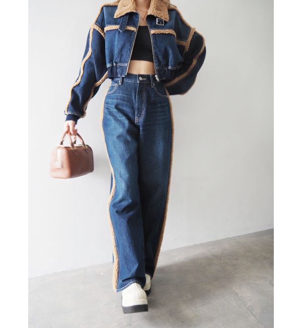 EVRIS「ボアステッチワイドデニムパンツ【セットアップ着用可能】」|デニム|