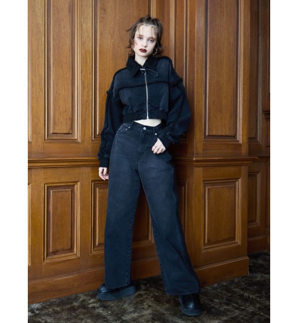 EVRIS「ボアステッチワイドデニムパンツ【セットアップ着用可能】」|デニム|