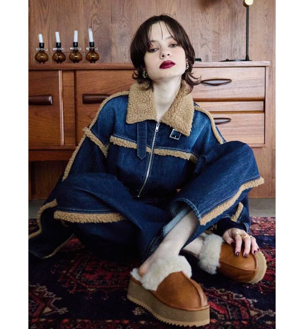 EVRIS「ボアステッチワイドデニムパンツ【セットアップ着用可能】」|デニム|