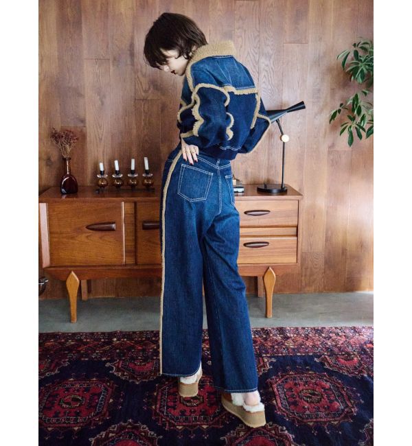 EVRIS「ボアステッチワイドデニムパンツ【セットアップ着用可能】」|デニム|