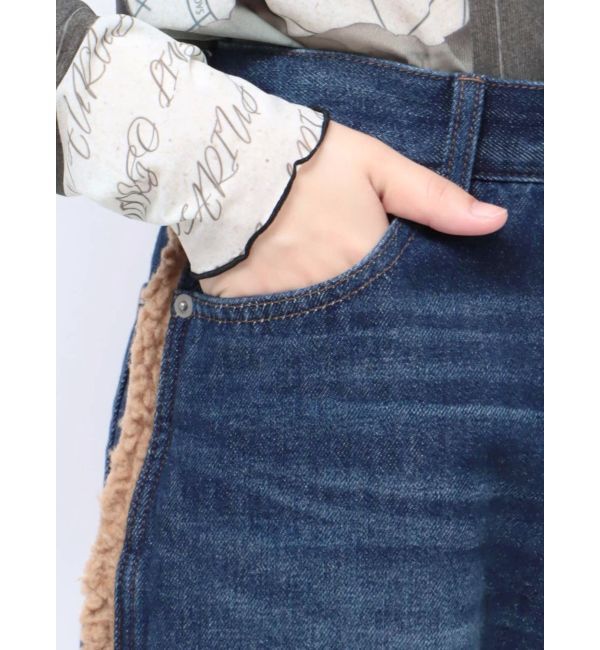 EVRIS「ボアステッチワイドデニムパンツ【セットアップ着用可能】」|デニム|