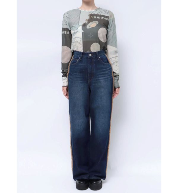 EVRIS「ボアステッチワイドデニムパンツ【セットアップ着用可能】」|デニム|