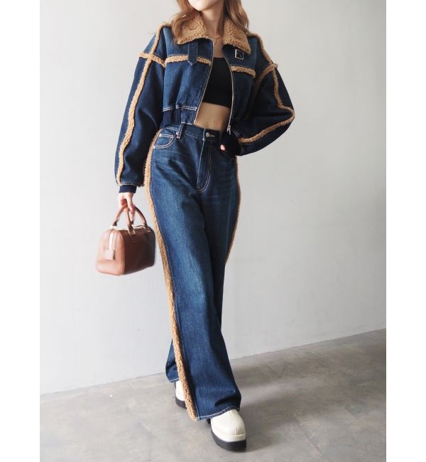 EVRIS「ボアステッチワイドデニムパンツ【セットアップ着用可能】」|デニム|