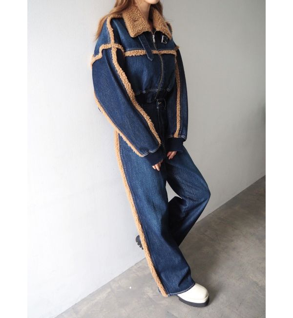 EVRIS「ボアステッチワイドデニムパンツ【セットアップ着用可能】」|デニム|