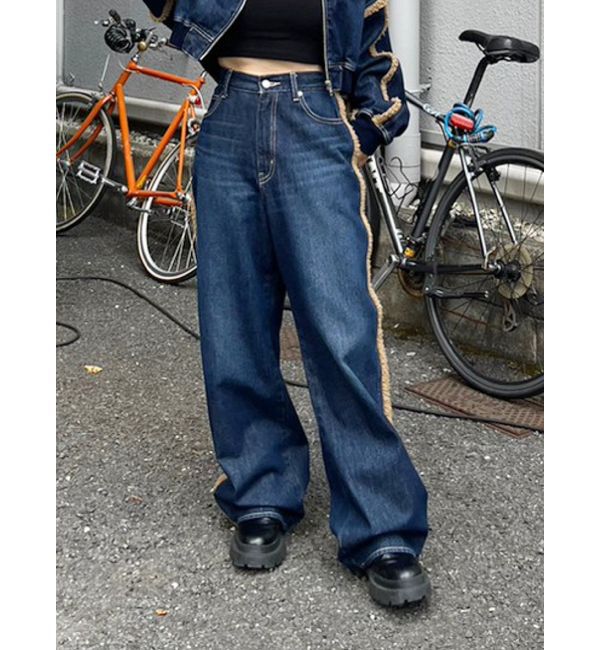 EVRIS「ボアステッチワイドデニムパンツ【セットアップ着用可能】」|デニム|