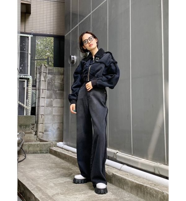 EVRIS「ボアステッチワイドデニムパンツ【セットアップ着用可能】」|デニム|