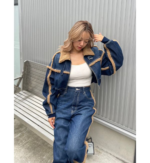 EVRIS「ボアステッチワイドデニムパンツ【セットアップ着用可能】」|デニム|