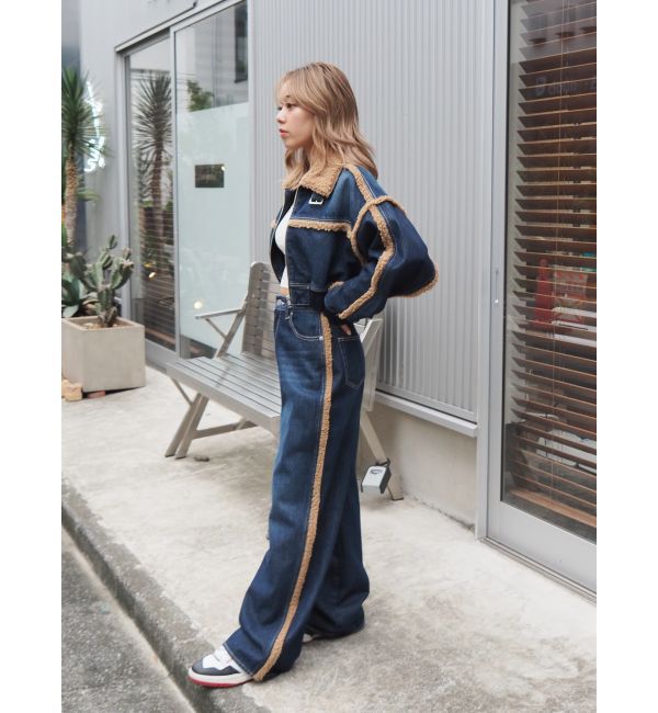 EVRIS「ボアステッチワイドデニムパンツ【セットアップ着用可能】」|デニム|