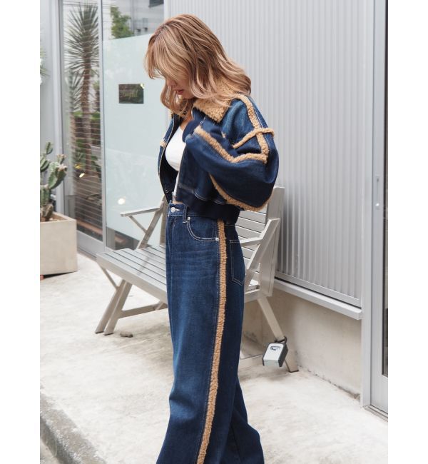 EVRIS「ボアステッチワイドデニムパンツ【セットアップ着用可能】」|デニム|