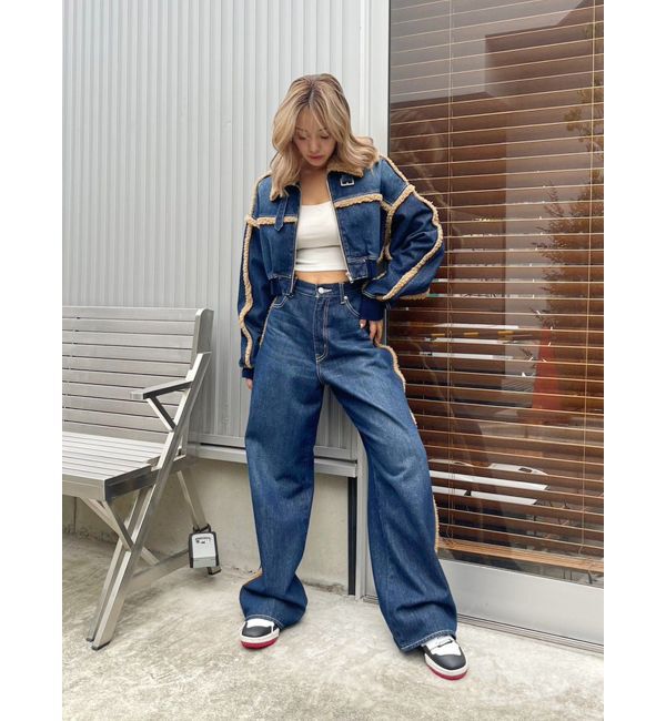 EVRIS「ボアステッチワイドデニムパンツ【セットアップ着用可能】」|デニム|