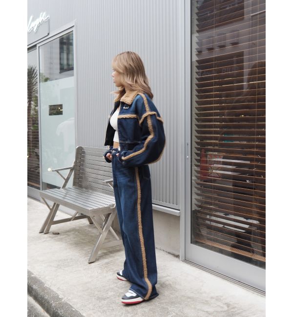 EVRIS「ボアステッチワイドデニムパンツ【セットアップ着用可能】」|デニム|