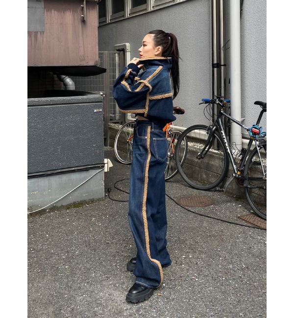 EVRIS「ボアステッチワイドデニムパンツ【セットアップ着用可能】」|デニム|
