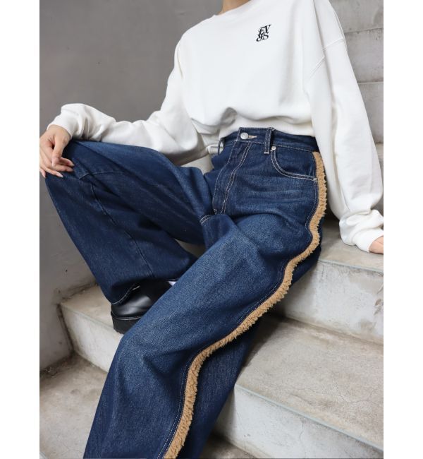 EVRIS「ボアステッチワイドデニムパンツ【セットアップ着用可能】」|デニム|