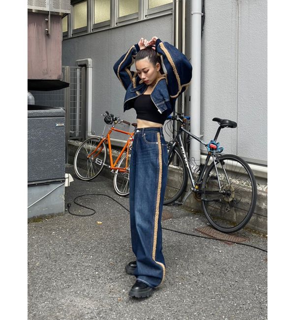EVRIS「ボアステッチワイドデニムパンツ【セットアップ着用可能】」|デニム|