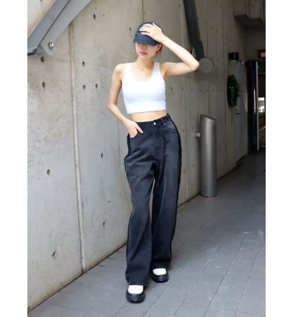 EVRIS「ボアステッチワイドデニムパンツ【セットアップ着用可能】」|デニム|