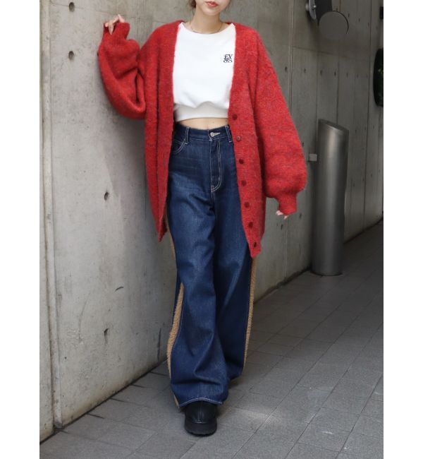 EVRIS「ボアステッチワイドデニムパンツ【セットアップ着用可能】」|デニム|