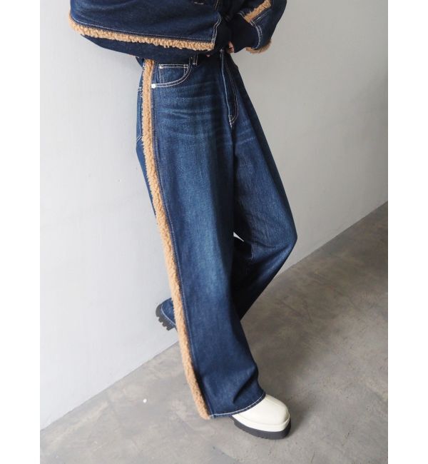 EVRIS「ボアステッチワイドデニムパンツ【セットアップ着用可能】」|デニム|