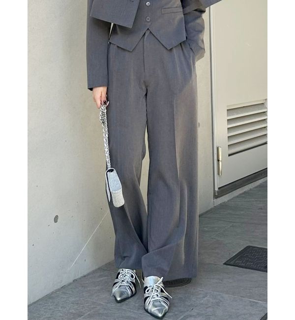 EVRIS「ハイウエストタックワイドパンツ【セットアップ着用可能】」|その他|グレー