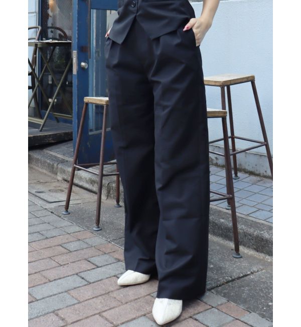 EVRIS「ハイウエストタックワイドパンツ【セットアップ着用可能】」|その他|ブラック