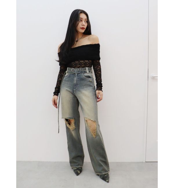 EVRIS「レースオフショルカットトップス」|Tシャツ・カットソー|