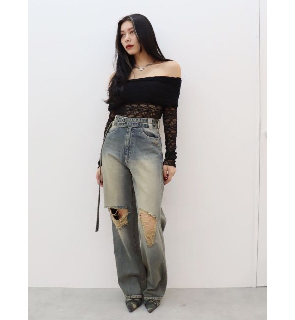 EVRIS「レースオフショルカットトップス」|Tシャツ・カットソー|