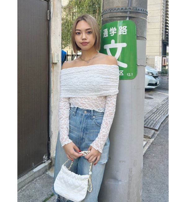 EVRIS「レースオフショルカットトップス」|Tシャツ・カットソー|