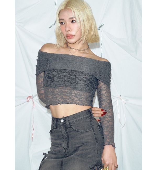 EVRIS「レースオフショルカットトップス」|Tシャツ・カットソー|