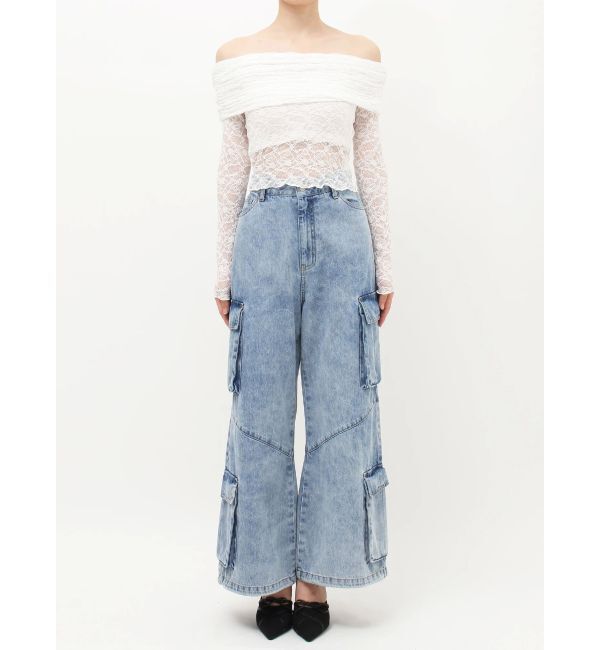 EVRIS「レースオフショルカットトップス」|Tシャツ・カットソー|