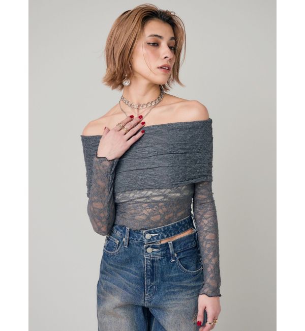 EVRIS「レースオフショルカットトップス」|Tシャツ・カットソー|